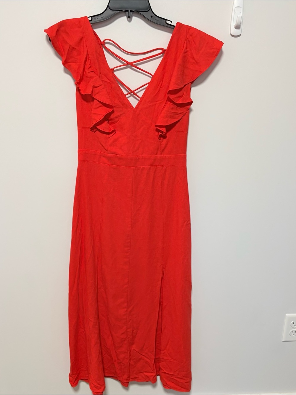 Baltic Born Linen Blend Shift Midi Dress Womens Medium Red Classic Bright NWT